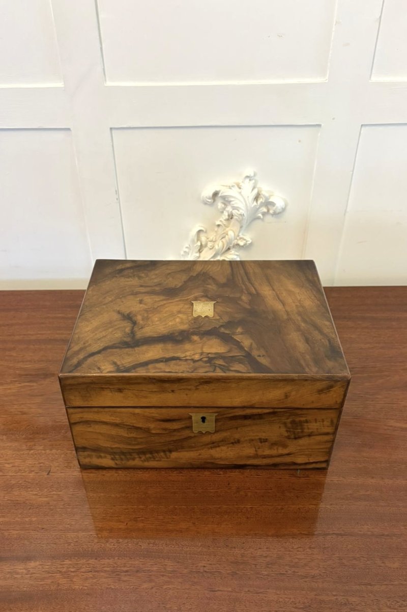 Antique Victorian Figured Walnut Writing Slope / Lap Desk with Fitted Interior